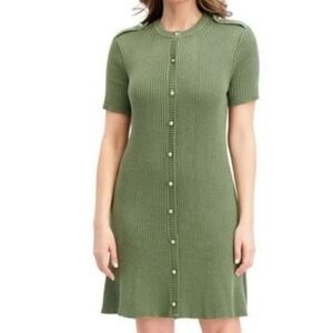 🆕 French Connection knitted Green Button-Down Knit Dress Size X-Large